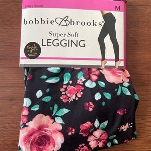 NWT Bobbie Brooks Super Soft Yoga Pants Leggings Floral Size Medium